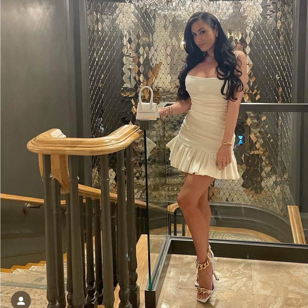 Zara Off White Ivory Ruched Dress